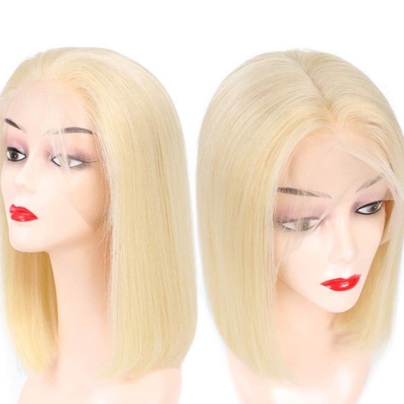 10” 613 PLATINUM BLONDE HUMAN LACE-FRONT BOB WIG main image 4
